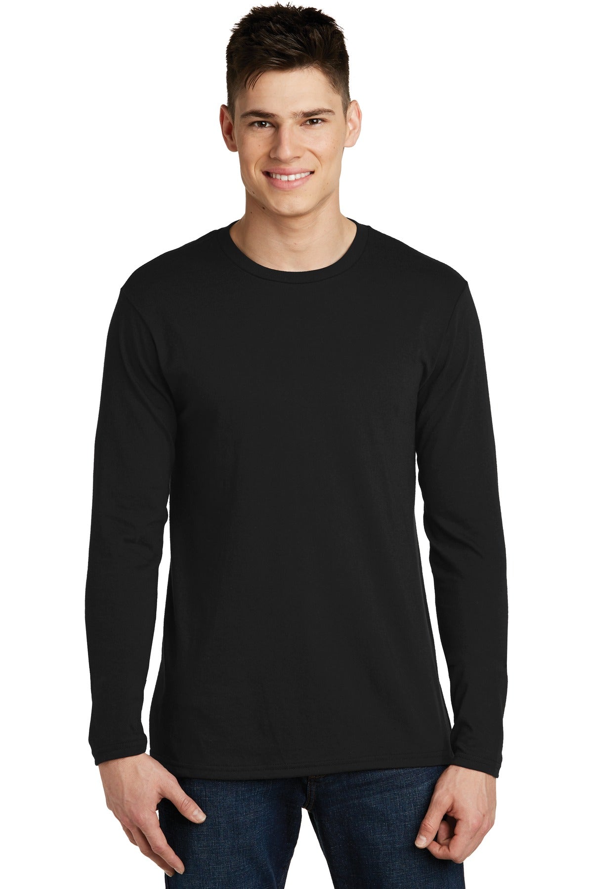 Front View of Black District Very Important Tee Long Sleeve. DT6200