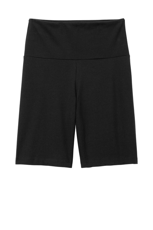 Front View of Black District Women's Flex High-Waist Bike Short DT7509