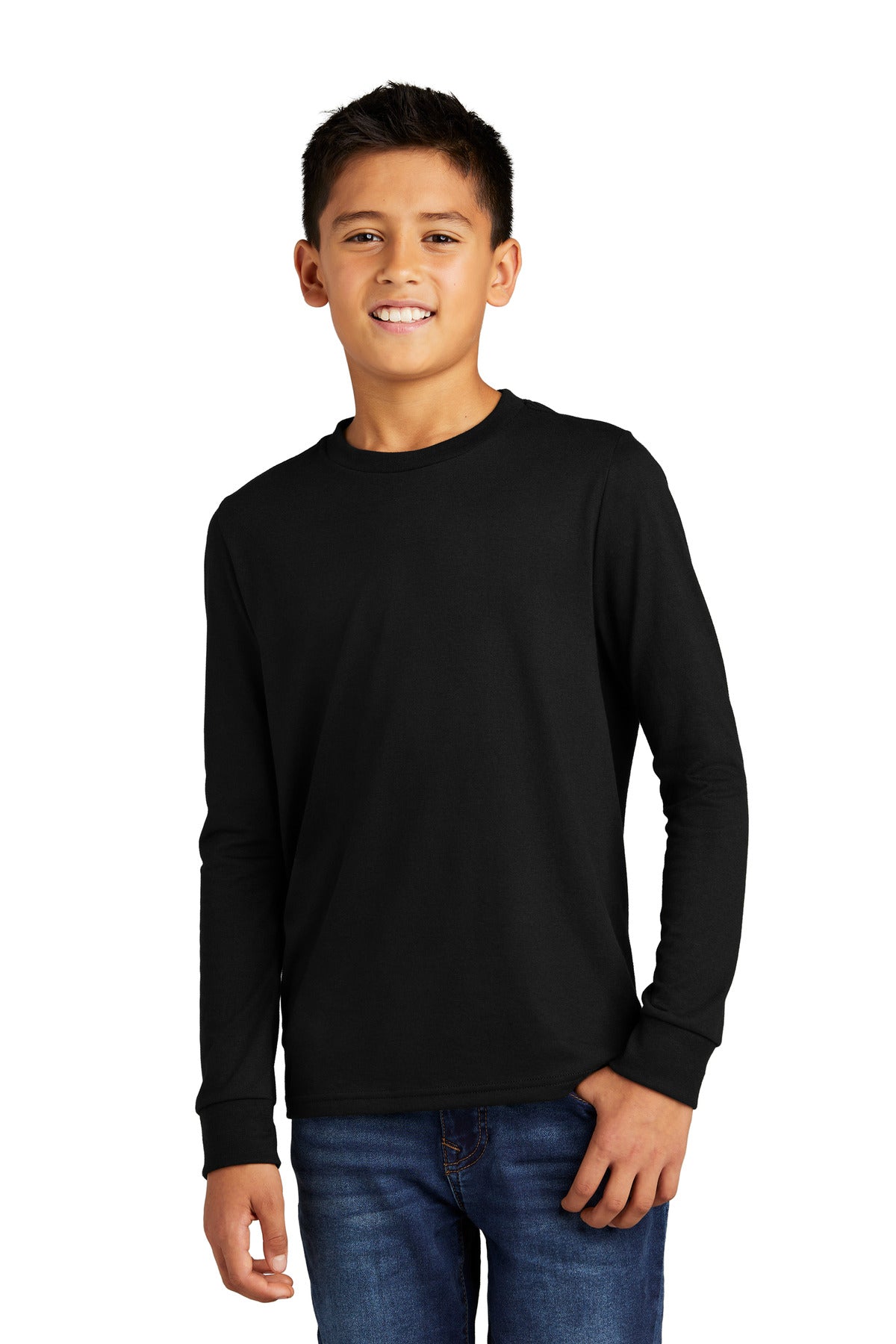Front View of Black District Youth Perfect Tri Long Sleeve Tee DT132Y