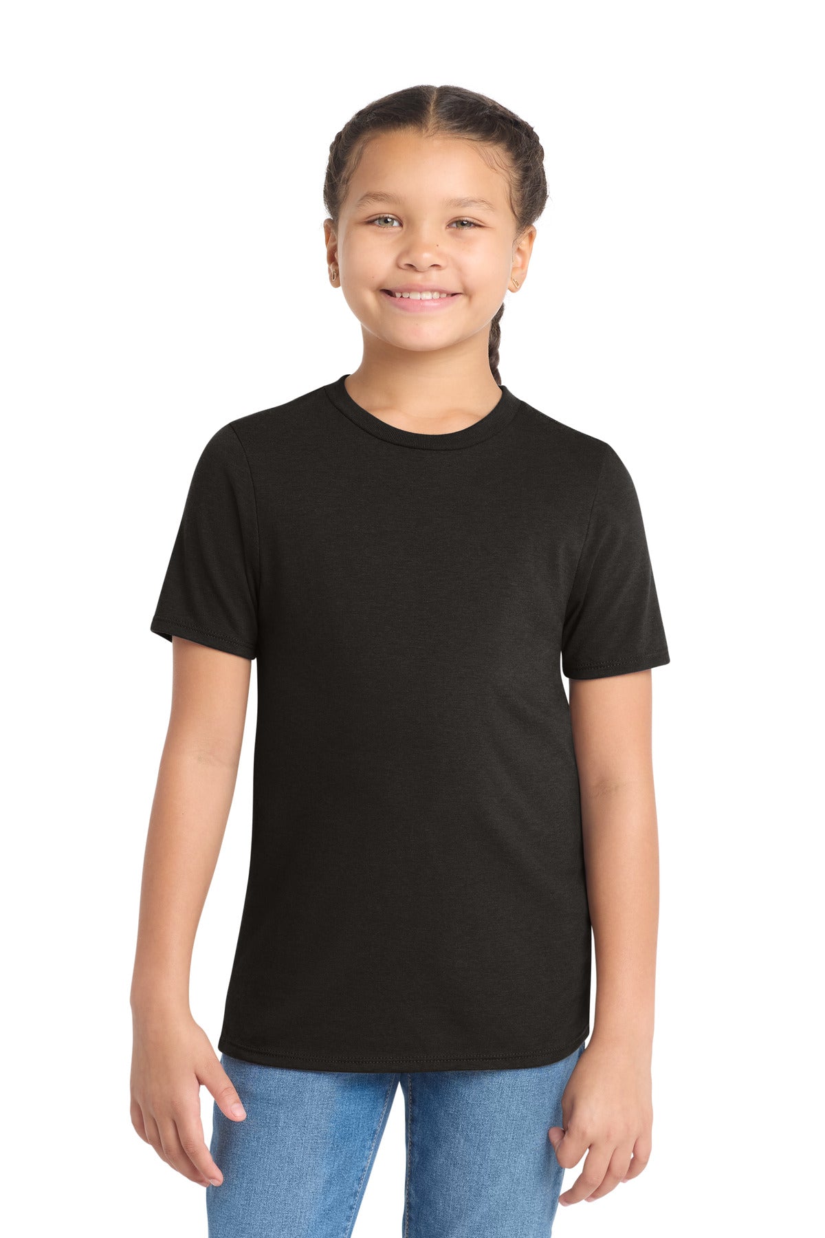 Front View of Black District Youth Perfect Tri Tee. DT130Y