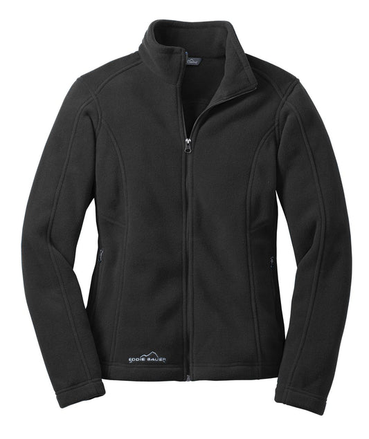 Front View of Black Eddie Bauer - Women's Full-Zip Fleece Jacket. EB201