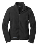 Front View of Black Eddie Bauer - Women's Full-Zip Fleece Jacket. EB201