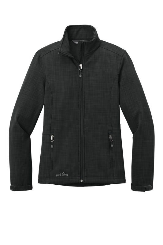 Front View of Black Eddie Bauer Women's Shaded Crosshatch Soft Shell Jacket. EB533