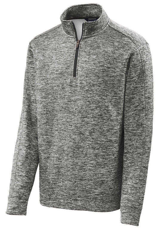 Front View of Black Electric Sport-Tek PosiCharge Electric Heather Fleece 1/4-Zip Pullover. ST226