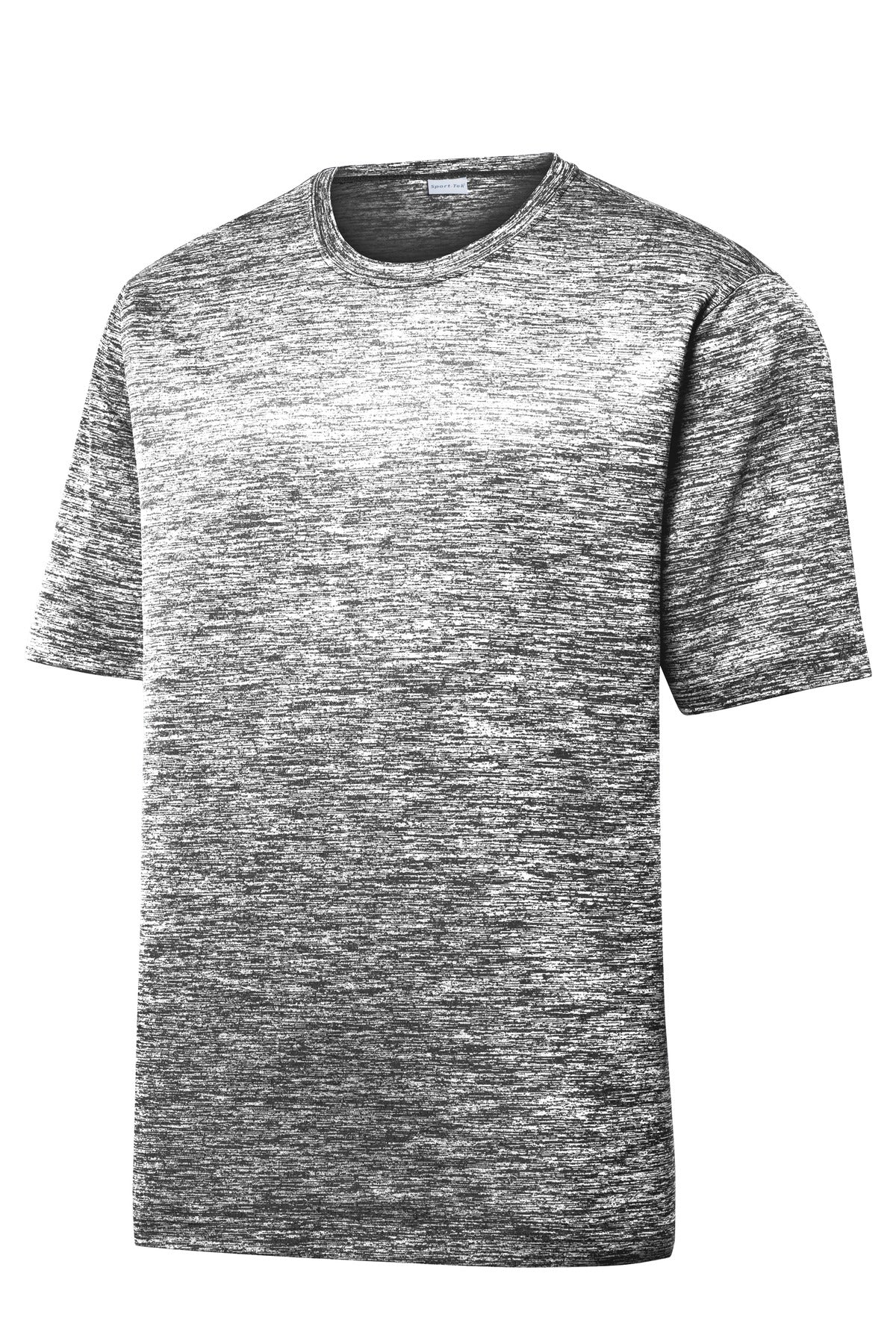 Front View of Black Electric Sport-Tek PosiCharge Electric Heather Tee. ST390
