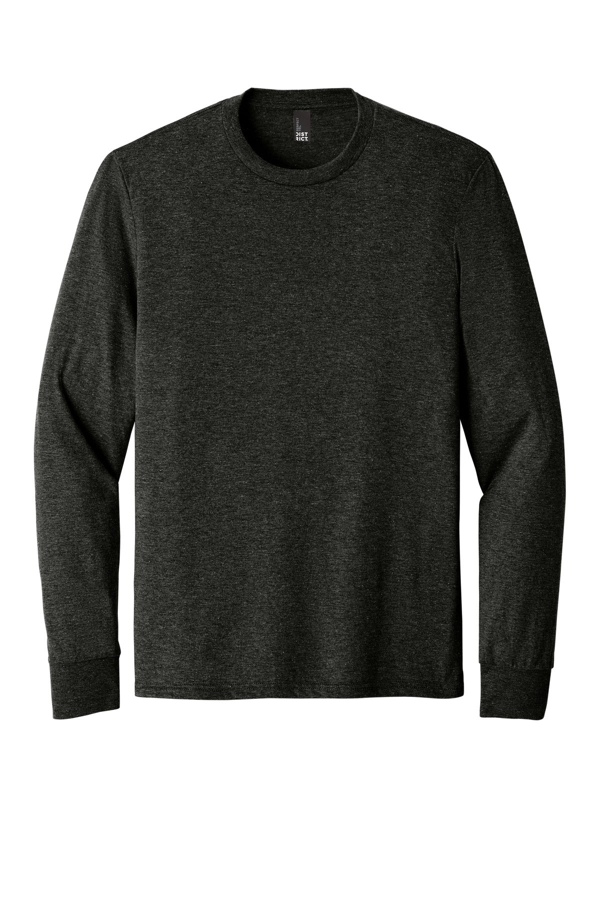 Front View of Black Frost District Perfect Tri Long Sleeve Tee . DM132