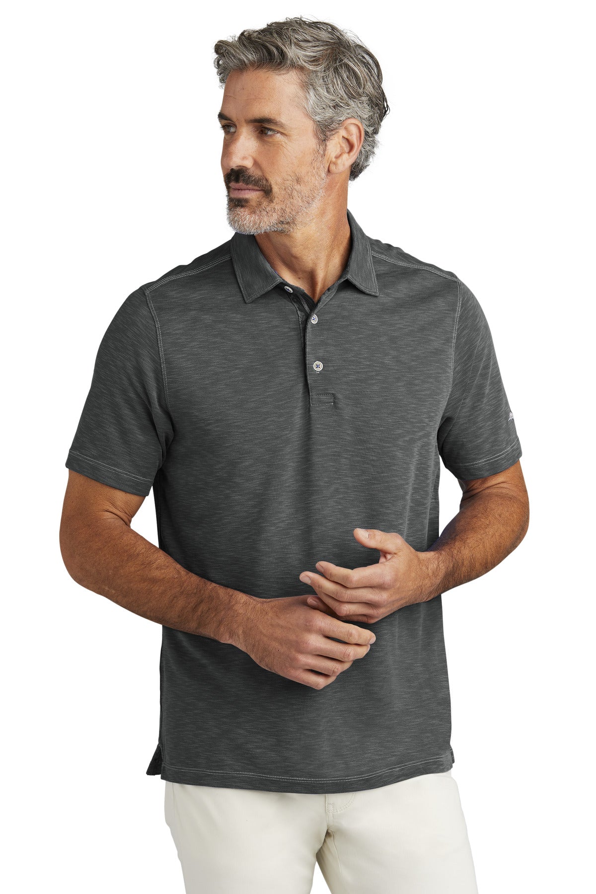 Front View of Black LIMITED EDITION Tommy Bahama Palmetto Paradise Polo ST224065TB