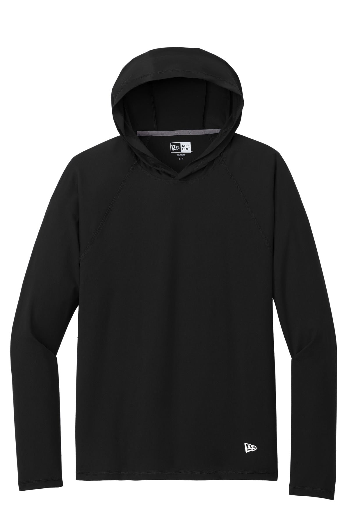 Front View of Black New Era Power Long Sleeve Hoodie NEA229