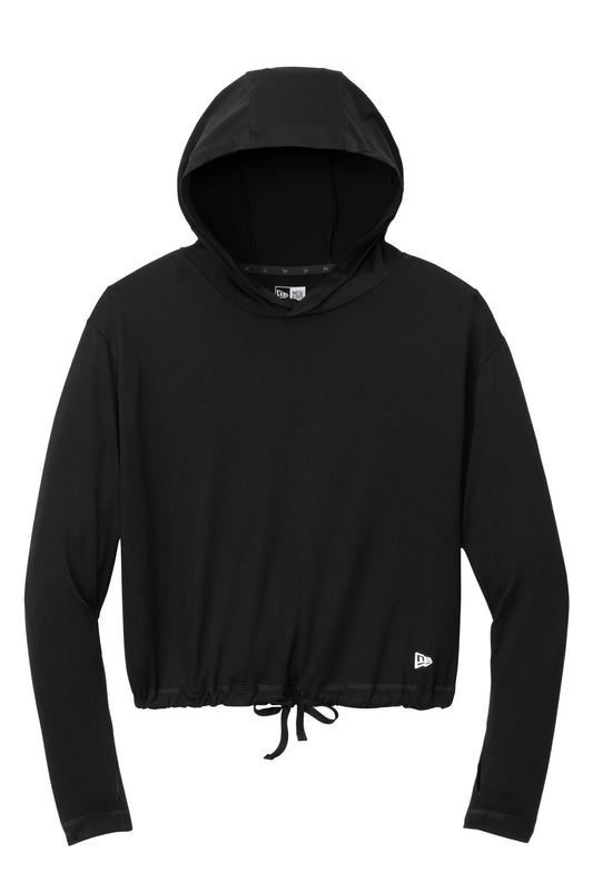 Front View of Black New Era Women's Power Long Sleeve Hoodie LNEA229