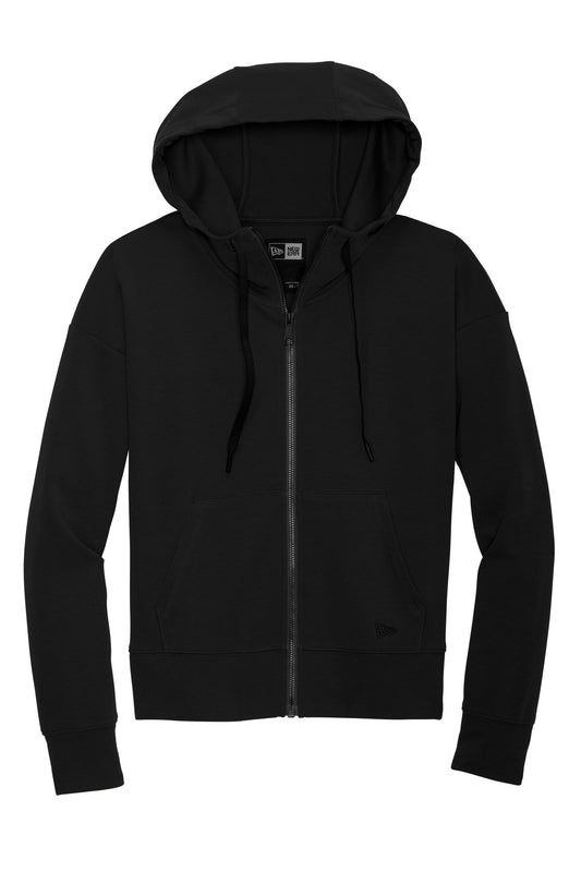 Front View of Black New Era Women's STS Full-Zip Hoodie LNEA540