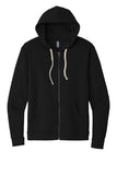 Front View of Black Next Level Apparel Adult Santa Barbara Zip Hoodie. NL9602