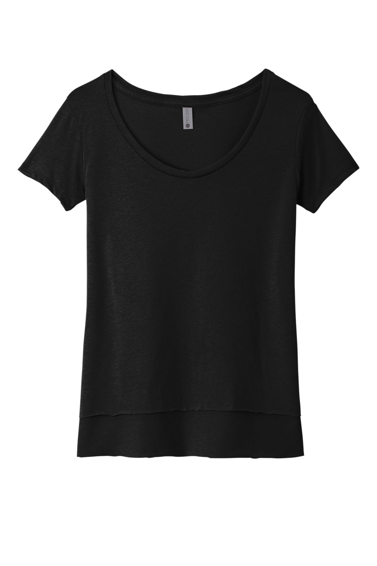 Front View of Black Next Level Apparel Women's Festival Scoop Neck Tee. NL5030