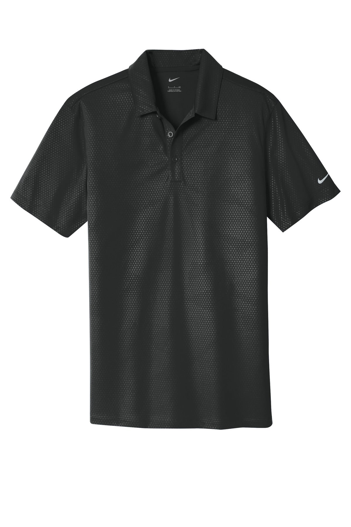 Front View of Black Nike Dri-FIT Embossed Tri-Blade Polo. 838964