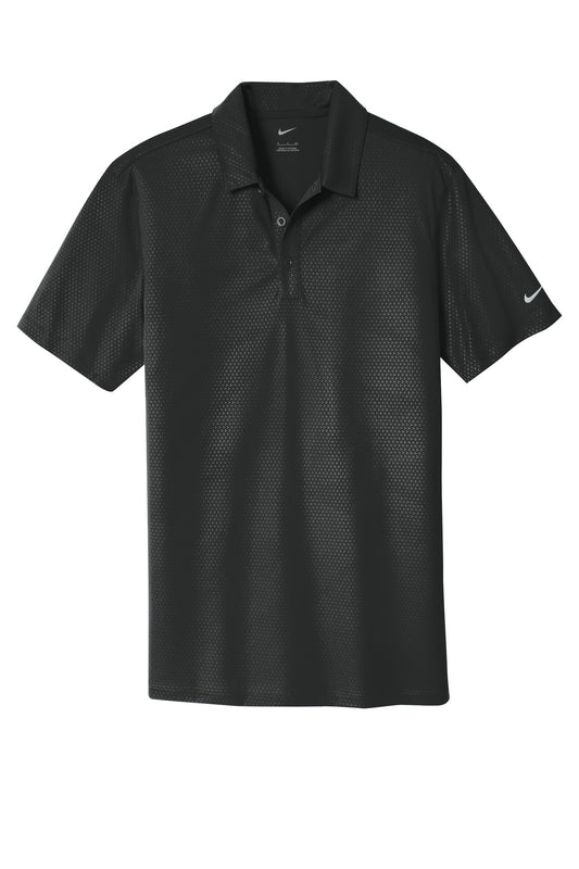 Front View of Black Nike Dri-FIT Embossed Tri-Blade Polo. 838964