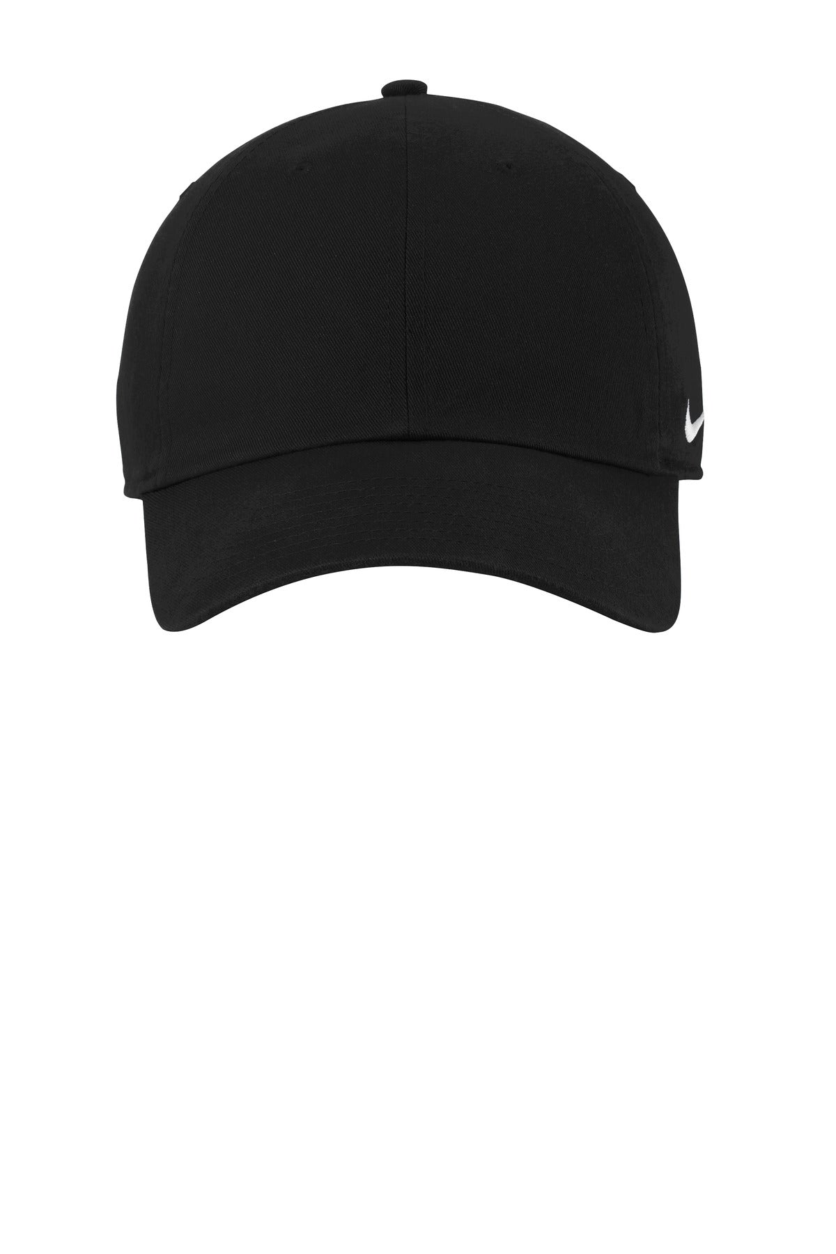 Front View of Black Nike Heritage Cotton Twill Cap NKFB5677