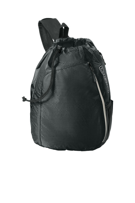 Front View of Black OGIO Sonic Sling Pack. 412046