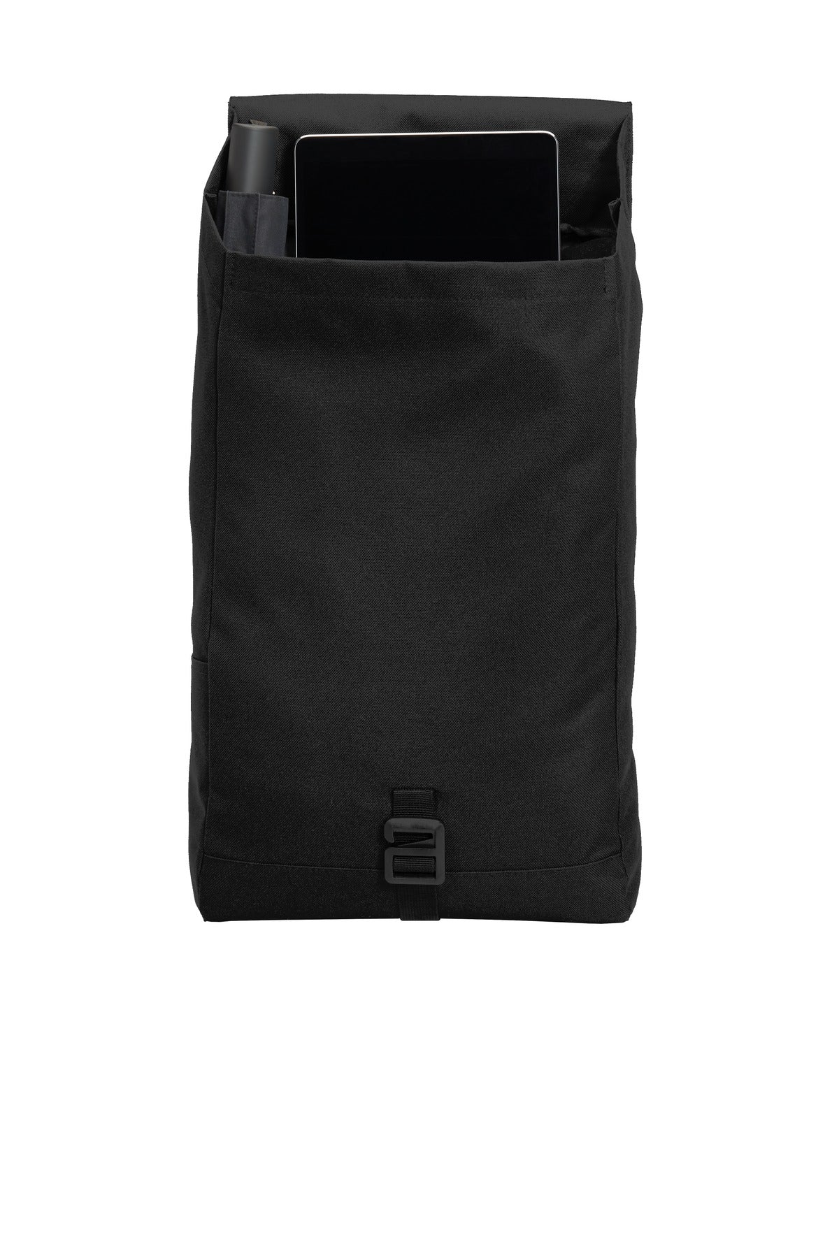 Front View of Black Port Authority Access Rucksack. BG219