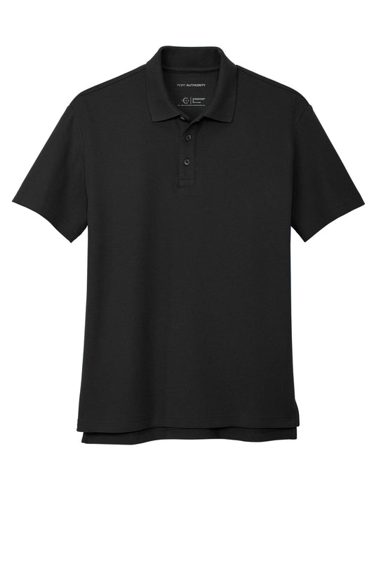 Front View of Black Port Authority C-FREE Cotton Blend Pique Polo K867