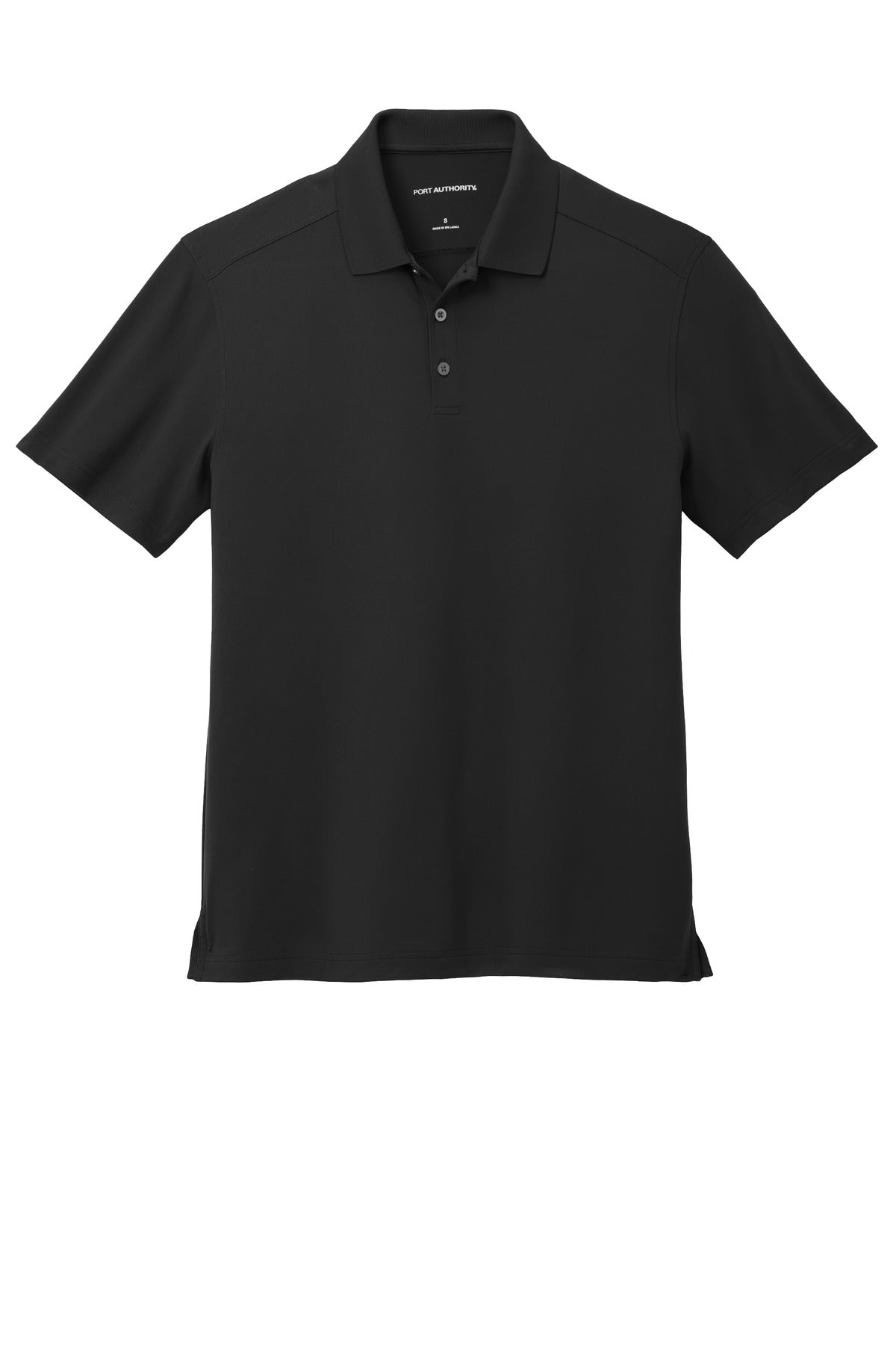 Front View of Black Port Authority City Stretch Flat Knit Polo K683