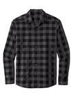 Front View of Black Port Authority Everyday Plaid Shirt. W670