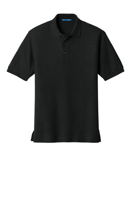 Front View of Black Port Authority Tall Silk Touch Polo. TLK500