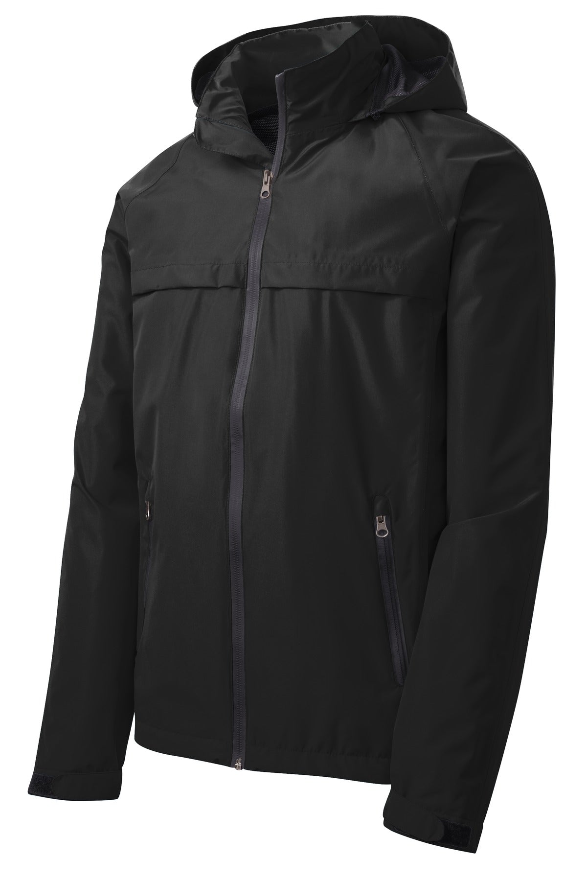 Front View of Black Port Authority Torrent Waterproof Jacket. J333