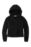 Front View of Black Port Authority Women's Cozy Fleece Hoodie. L132