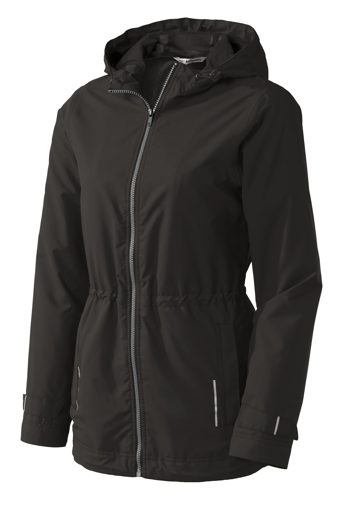 Front View of Black Port Authority Women's Northwest Slicker. L7710