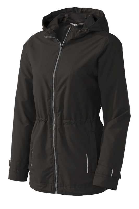Front View of Black Port Authority Women's Northwest Slicker. L7710