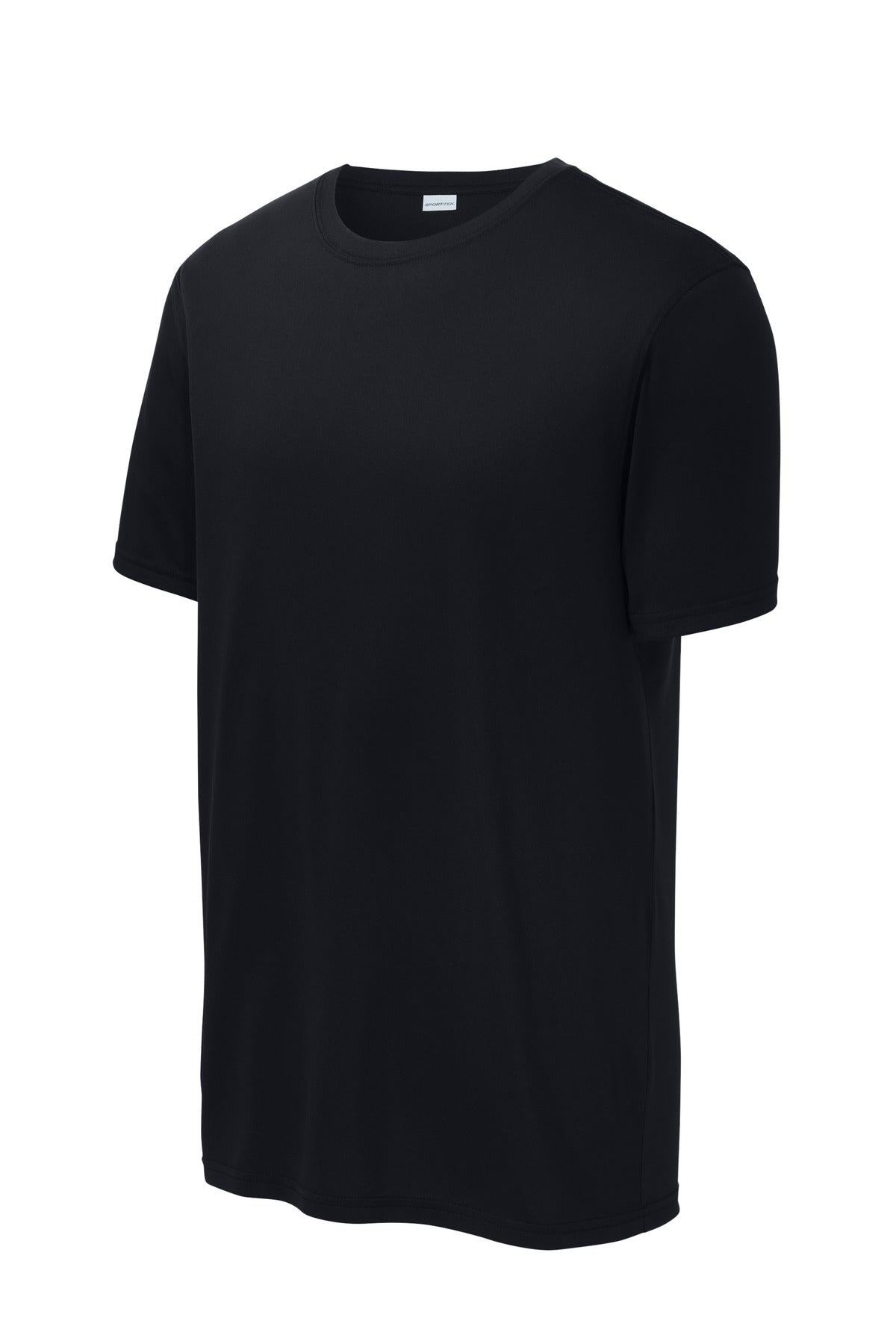 Front View of Black Sport-Tek Echo Tee ST760