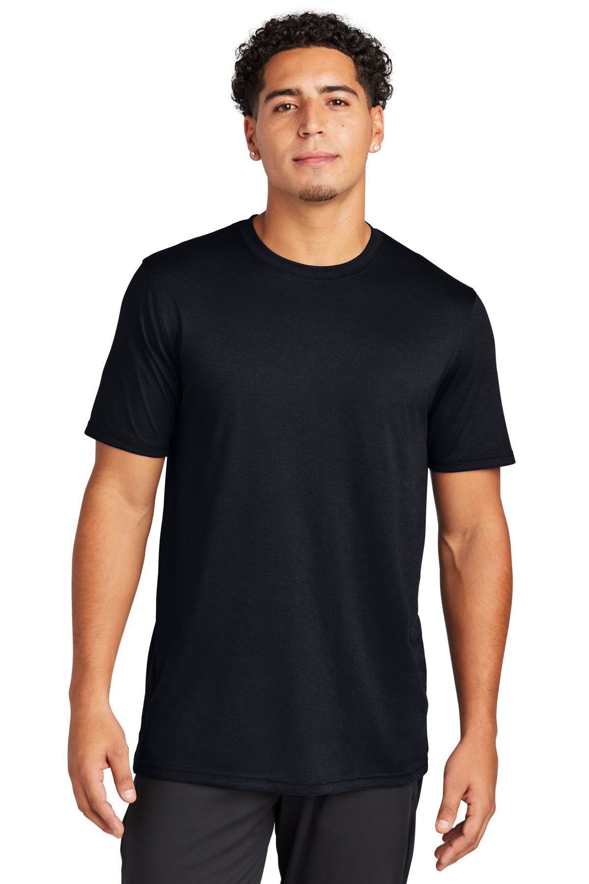 Front View of Black Sport-Tek Echo Tee ST760