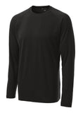 Front View of Black Sport-Tek Long Sleeve Ultimate Performance Crew. ST700LS