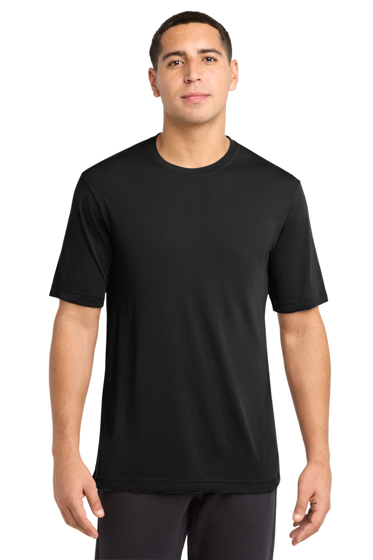Front View of Black Sport-Tek PosiCharge Competitor Cotton Touch Tee. ST450