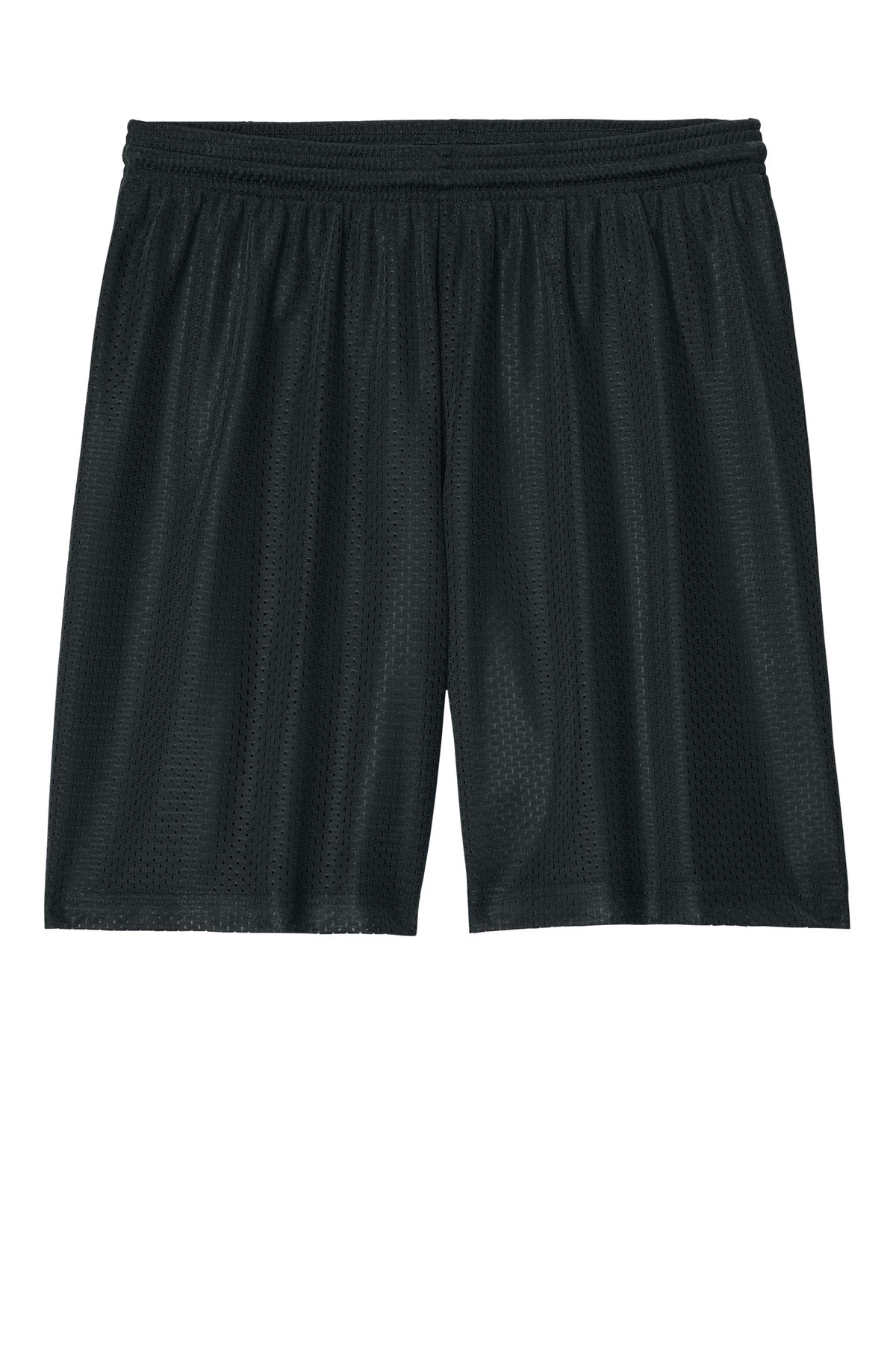 Front View of Black Sport-Tek PosiCharge Mesh 7" Short ST5100