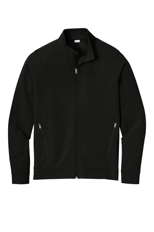 Front View of Black Sport-Tek Sport-Wick Flex Fleece Full-Zip. ST560