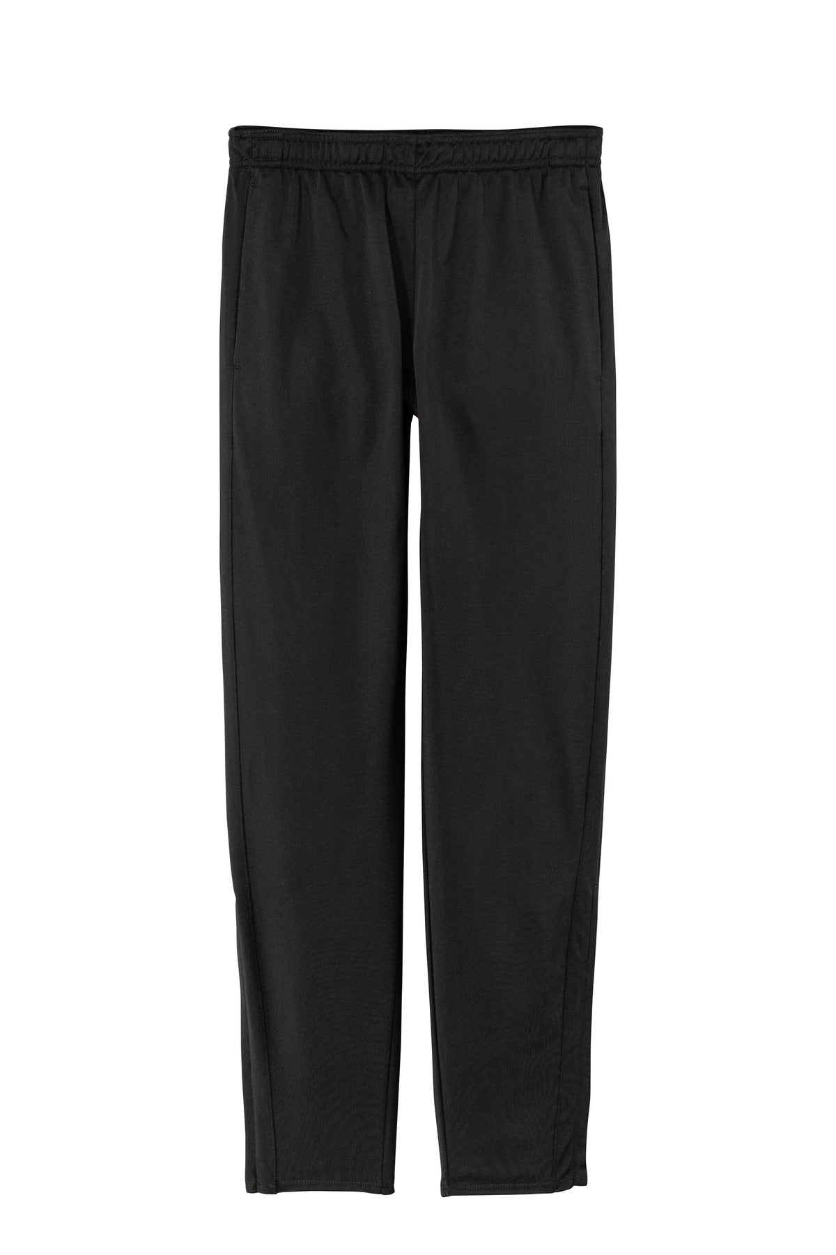 Front View of Black Sport-Tek Tricot Track Jogger. PST95
