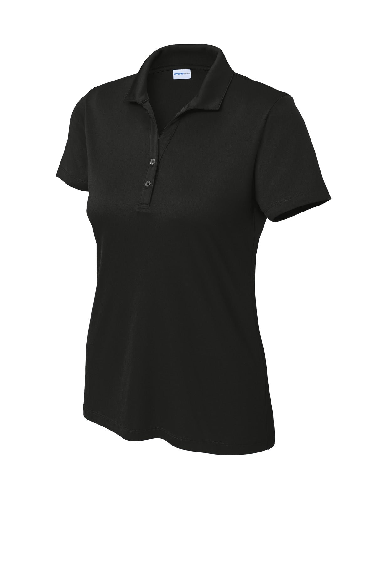 Front View of Black Sport-Tek Women's PosiCharge Re-Compete Polo LST725