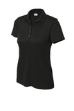 Front View of Black Sport-Tek Women's PosiCharge Re-Compete Polo LST725