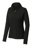 Front View of Black Sport-Tek Women's Sport-Wick Flex Fleece 1/4-Zip. LST561