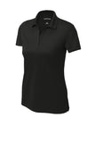 Front View of Black Sport-Tek Women's UV Micropique Polo LST740