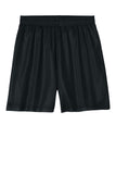 Front View of Black Sport-Tek Youth PosiCharge Mesh 5" Short YST5100