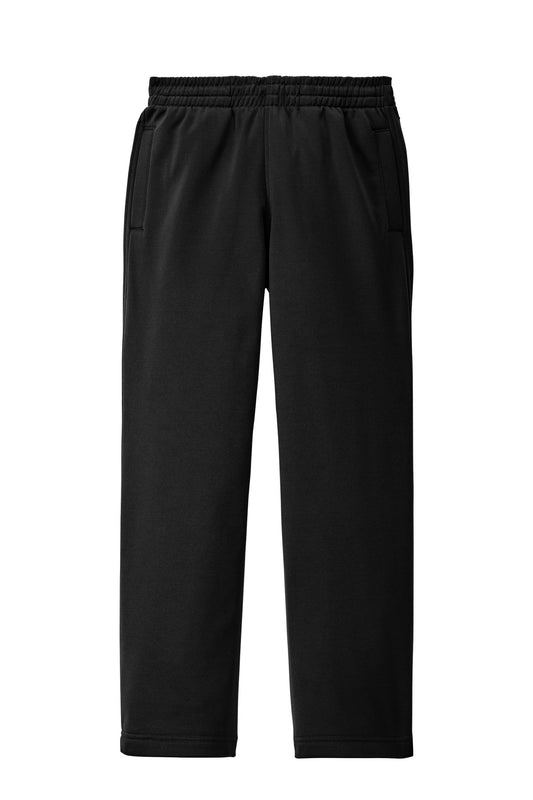Front View of Black Sport-Tek Youth Sport-Wick Fleece Pant. YST237