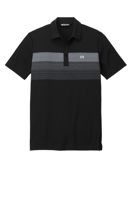 Front View of Black TravisMathew Coastal Chest Stripe Polo TM1MY402
