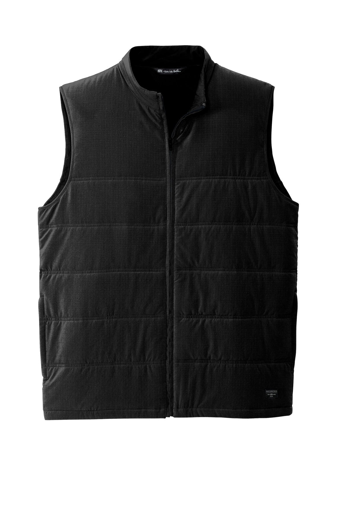 Front View of Black TravisMathew Cold Bay Vest TM1MW453
