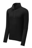 Front View of Black Triad So Sport-Tek PosiCharge Tri-Blend Wicking 1/4-Zip Pullover. ST407