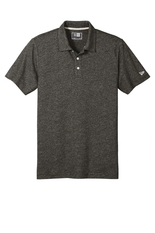 Front View of Black Twist New Era Slub Twist Polo NEA301