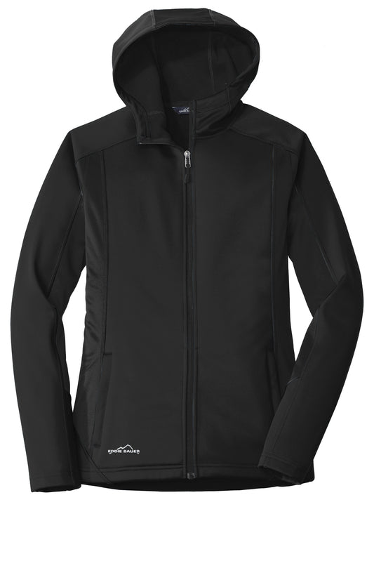 Front View of Black/Black Eddie Bauer Women's Trail Soft Shell Jacket. EB543
