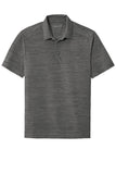 Front View of Black/Thndr Gy Port Authority Stretch Heather Polo K583