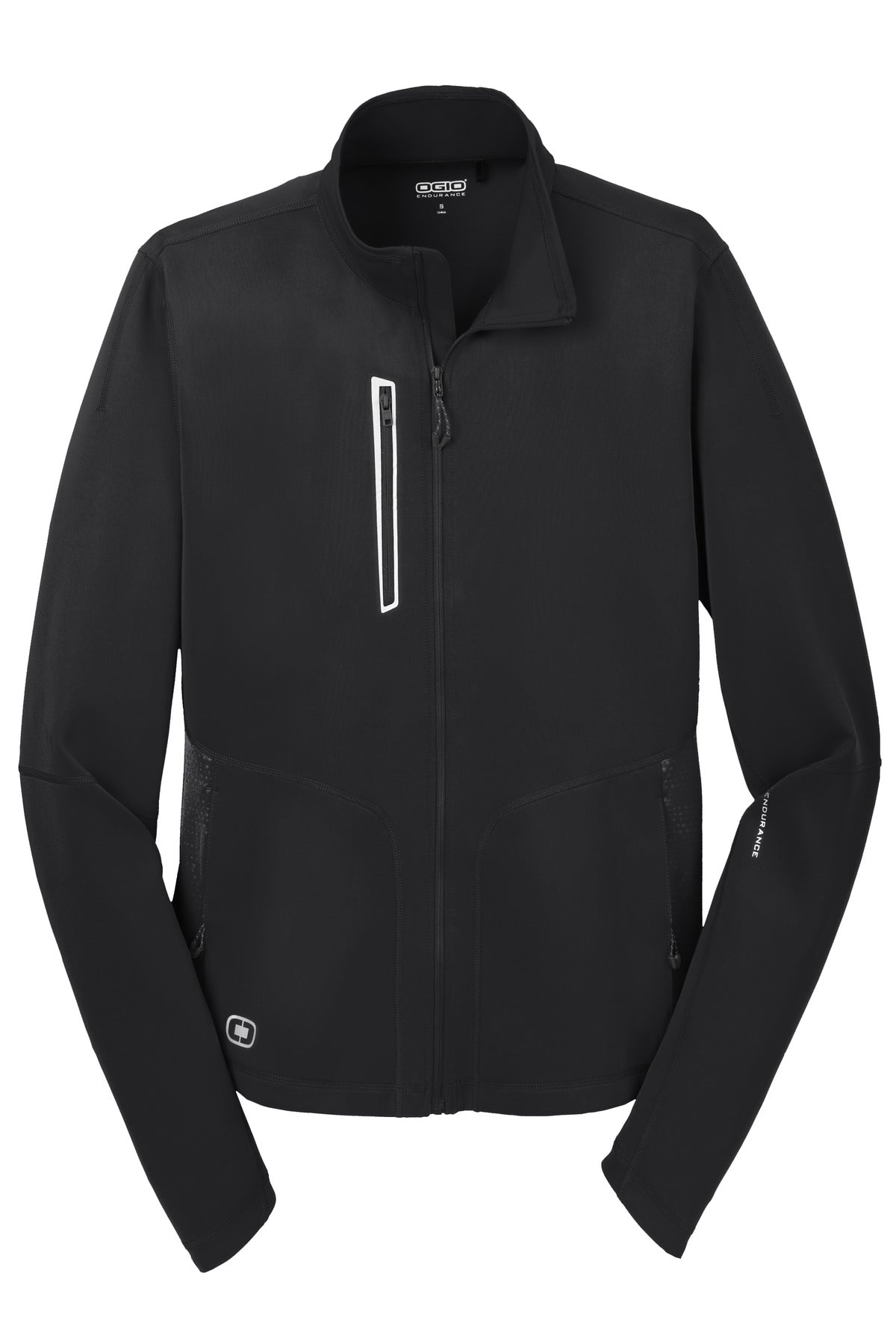 Front View of Blacktop OGIO Fulcrum Full-Zip. OE700