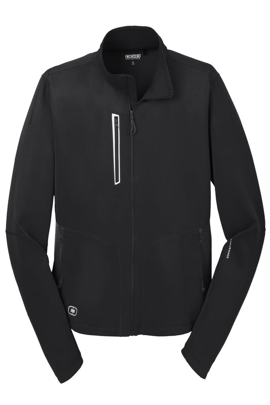 Front View of Blacktop OGIO Fulcrum Full-Zip. OE700